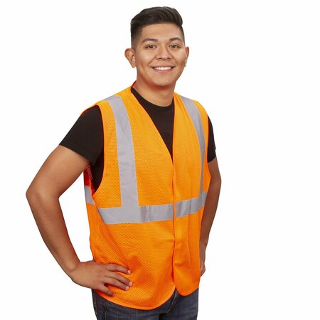 CORDOVA General Purpose Safety Vest, Hi-Vis Orange Mesh, 4XL V210P4XL